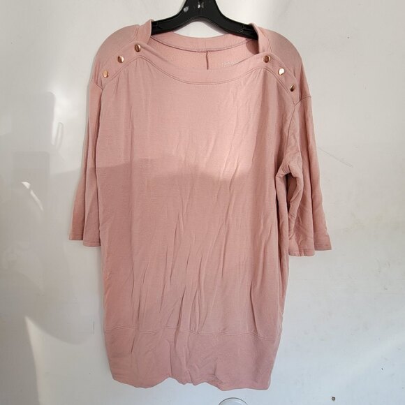 Isabel Maternity 3/4 Sleeve Tunic Button Shoulder Knit Tunic Top Size Medium - Picture 1 of 11